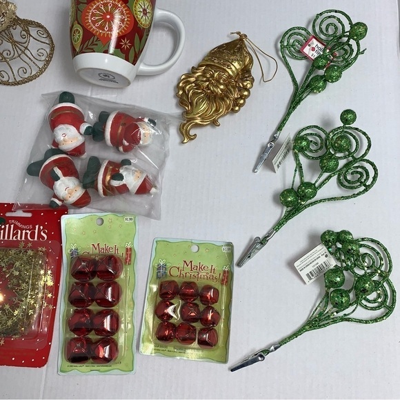 Lot of 16 Christmas Holiday Decorations Mug Ornaments Santa Bells - Picture 5 of 11